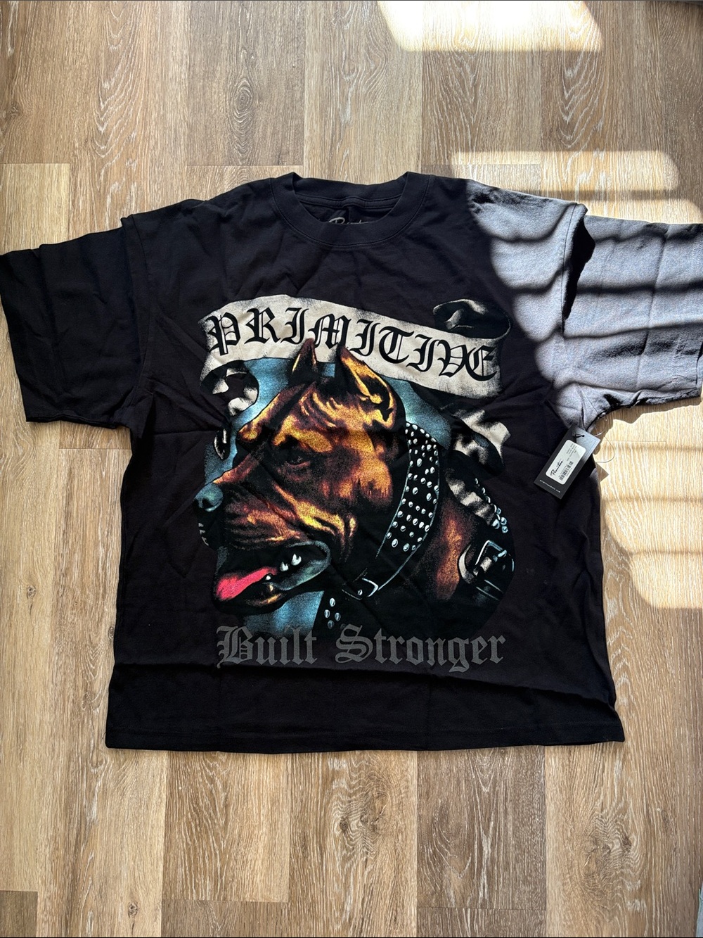 Primitive Black Graphic Dog Tee with Studded Collar